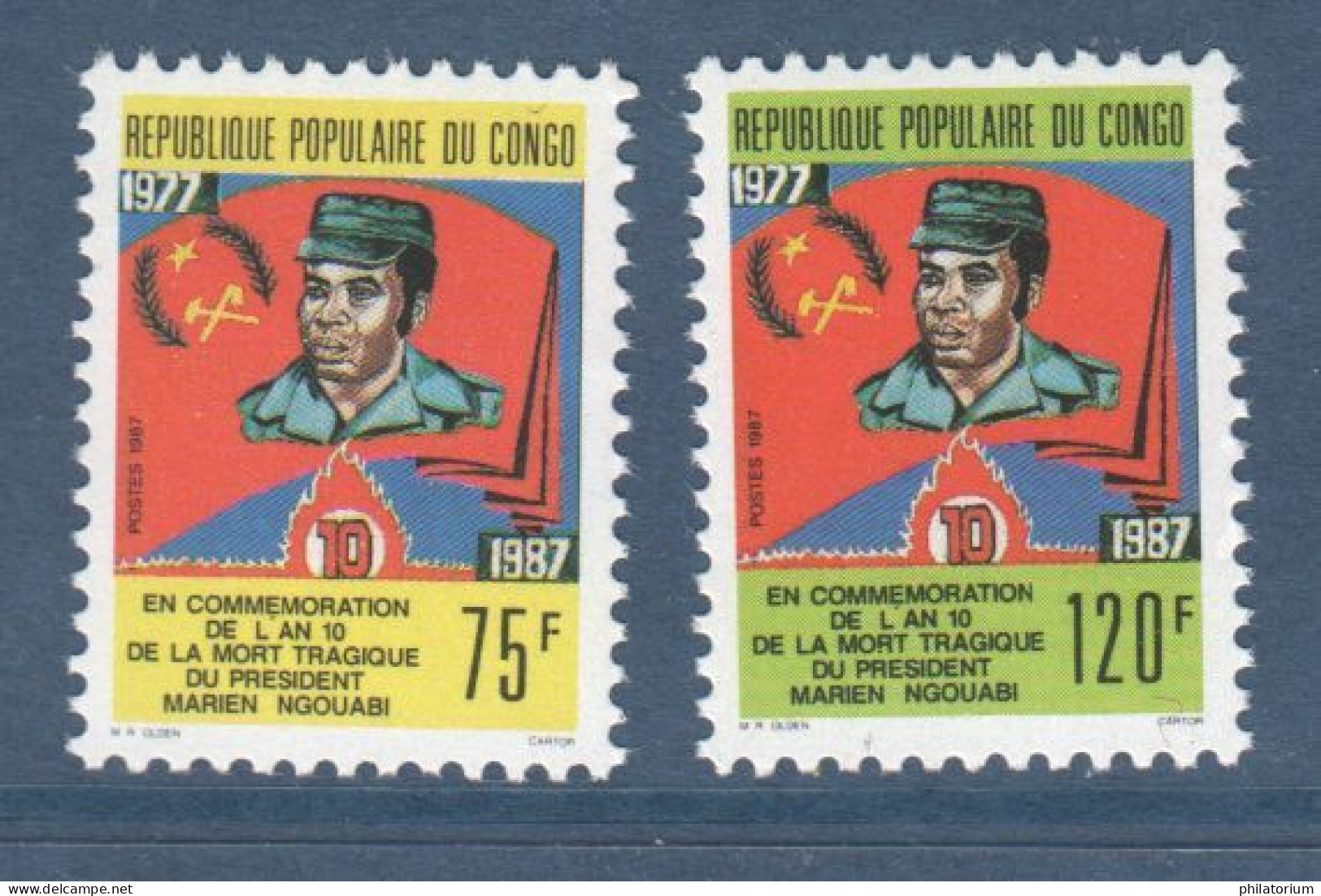 Congo, **, Yv 801, 802, Mi 1081, 1082, SG 1080, 1081, - Nuevas/fijasellos