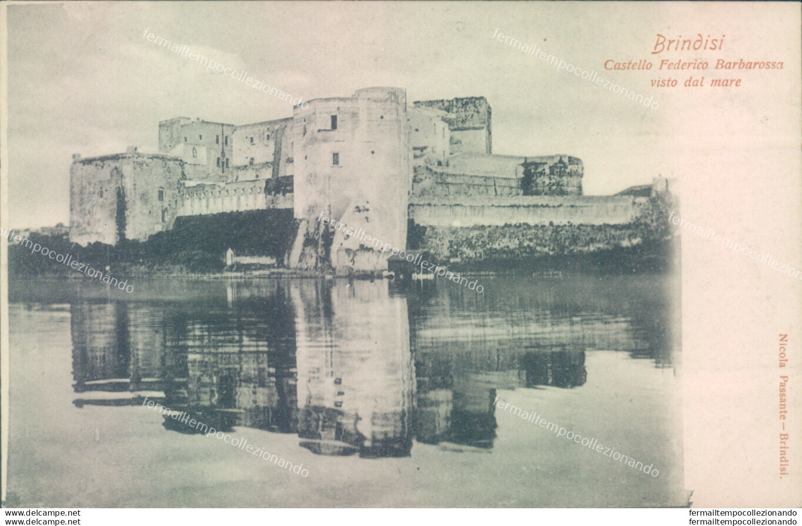 Z22 Cartolina Brindisi Citta' Castello Federico Barbarossa Visto Dal Mare - Brindisi