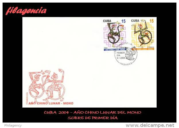 CUBA SPD-FDC. 2004-04 AÑO CHINO LUNAR. AÑO DEL MONO - FDC