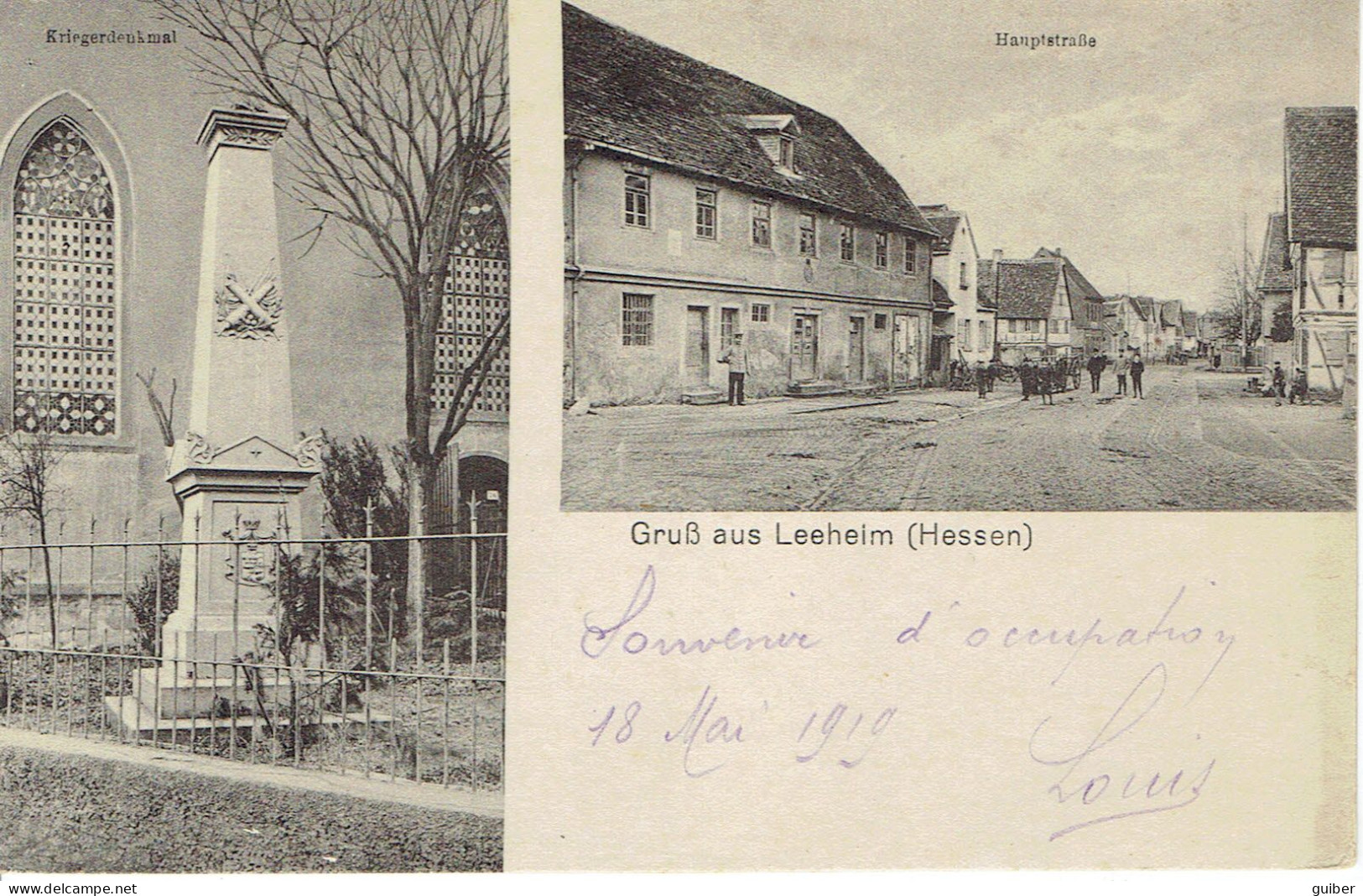 Gruss Aus Leeheim Hessen Souvenir D'occupation  1919 - Riedstadt