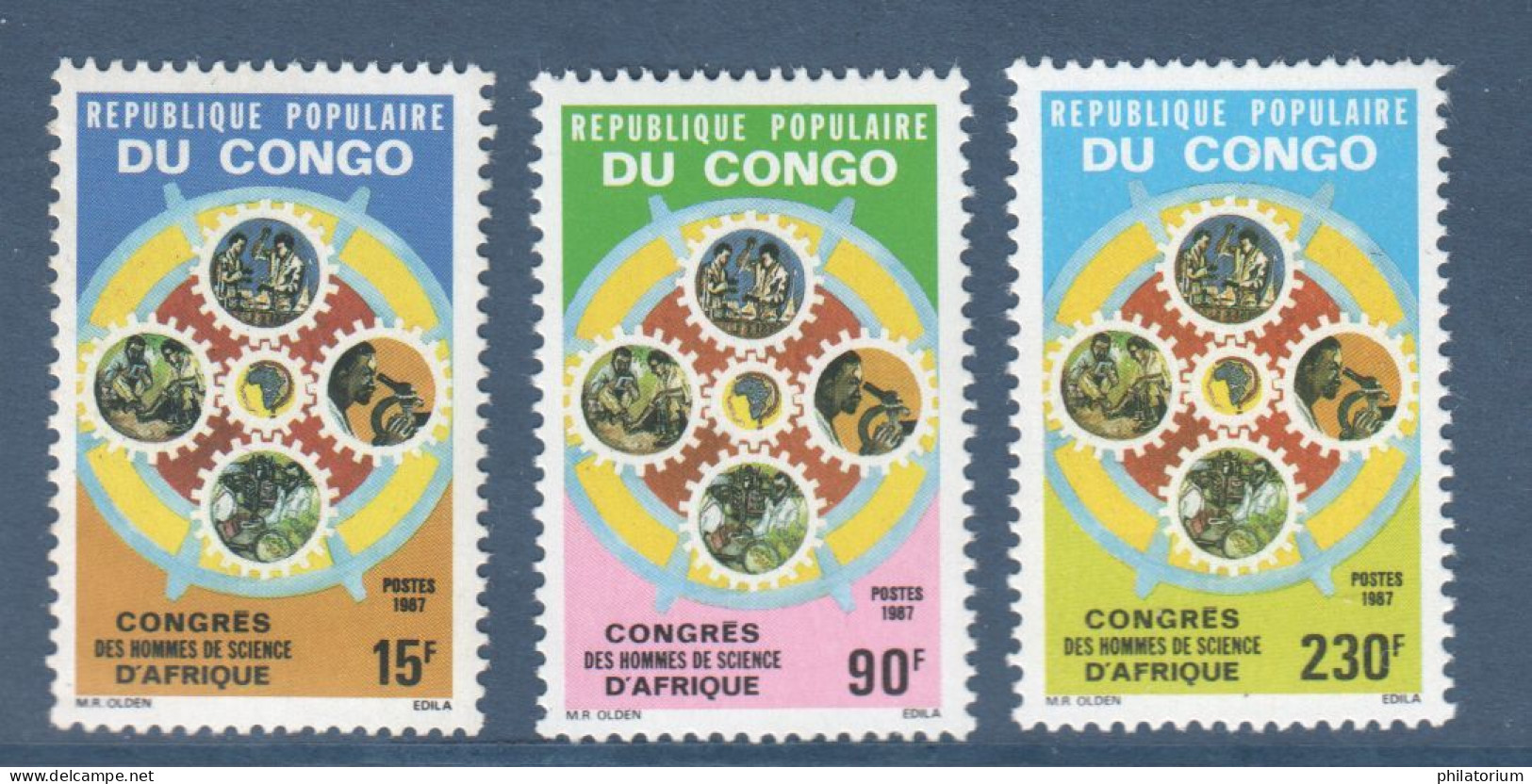 Congo, **, Yv 803, 804, 805, Mi 1091, 1092, 1093, SG 1086, 1087, 1088, Congrès Des Scientifiques Africains, - Nuevas/fijasellos