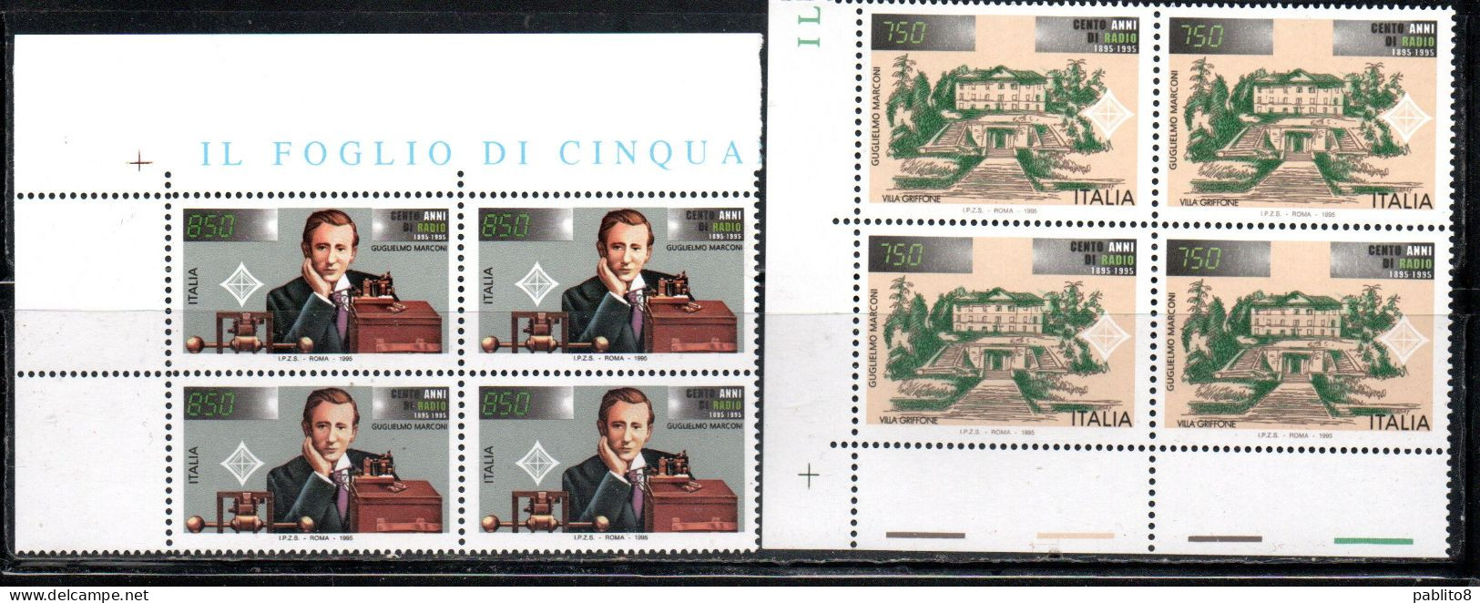 ITALIA REPUBBLICA ITALY REPUBLIC 1995 INVENZIONE DELLA RADIO INVENTION GUGLIELMO MARCONI SERIE QUARTINA SET MNH - 1991-00: Mint/hinged