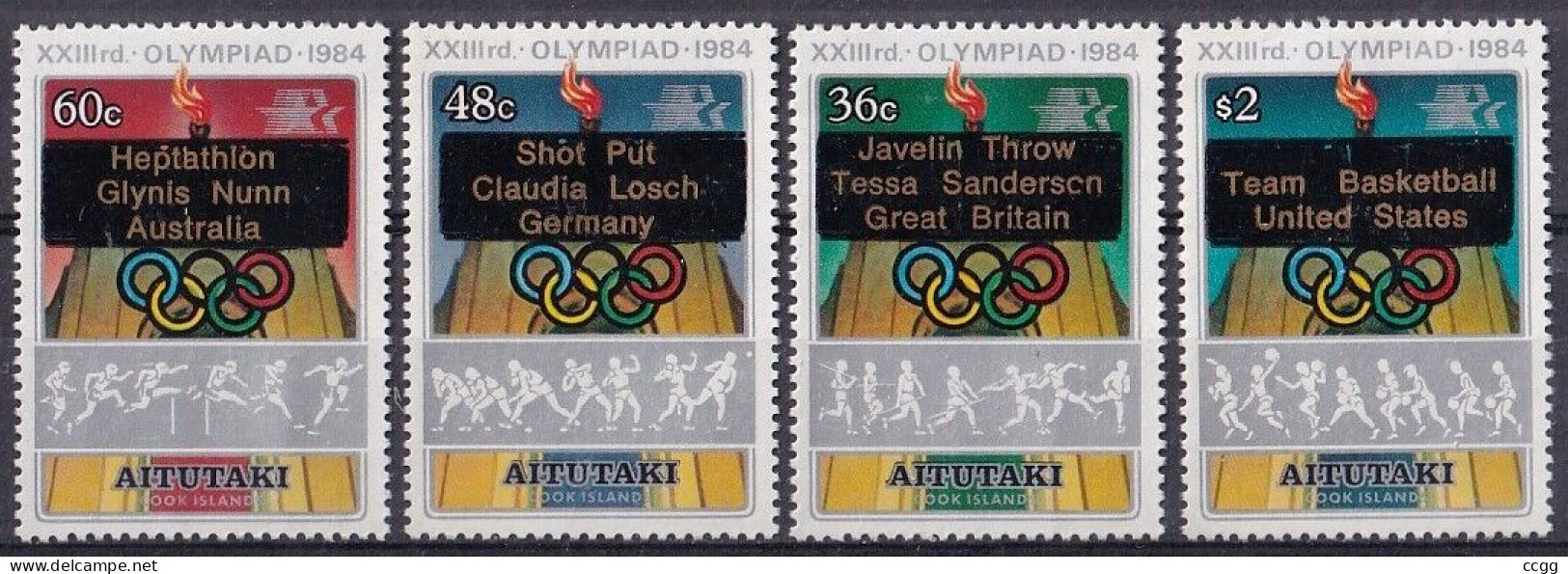 Olympische Spelen  1984 , Aitutaki - Zegels Postfris - Verano 1984: Los Angeles