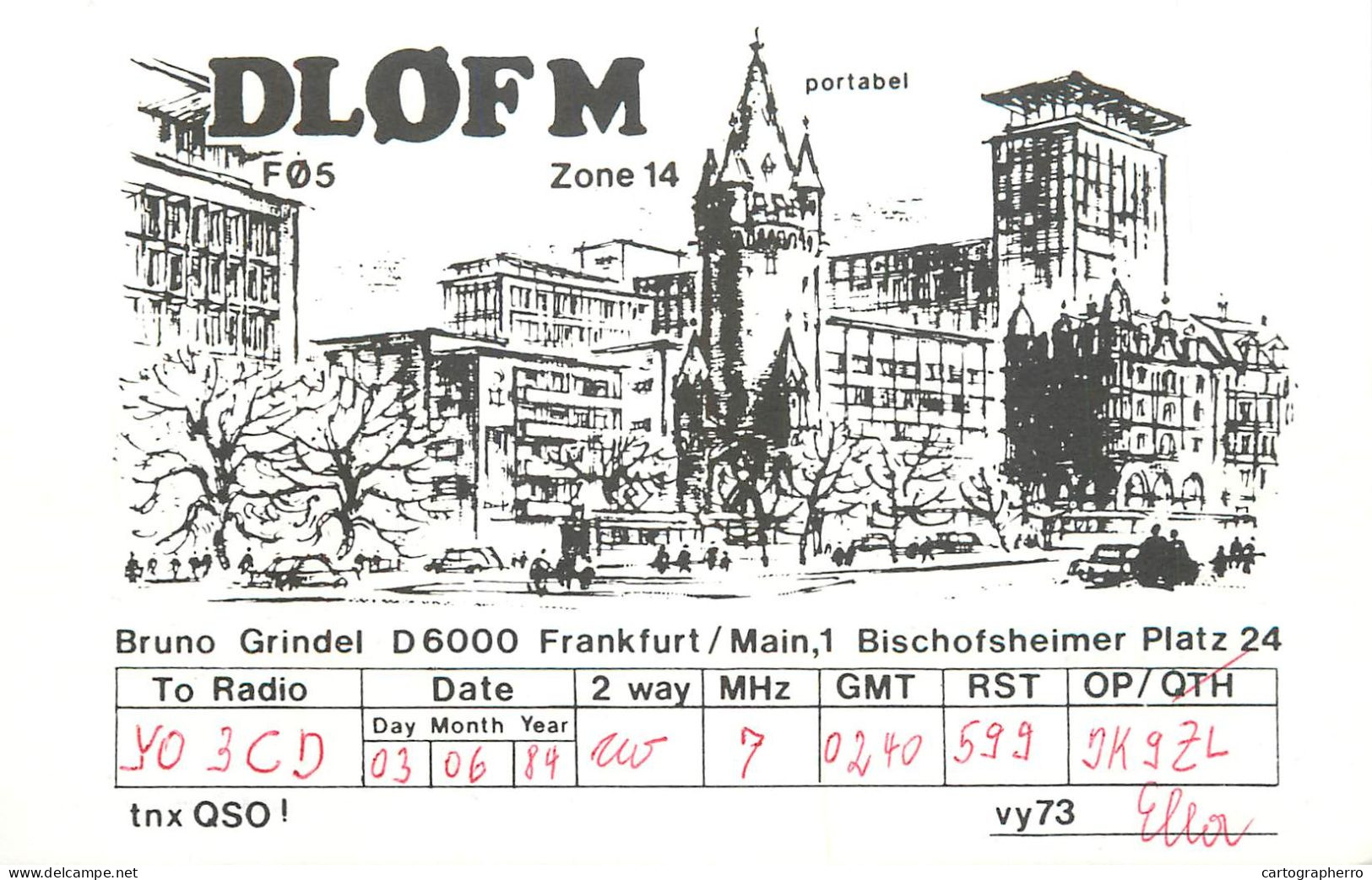 Germany Federal Republic Radio Amateur QSL Card Y03CD DL0FM - Radio Amateur