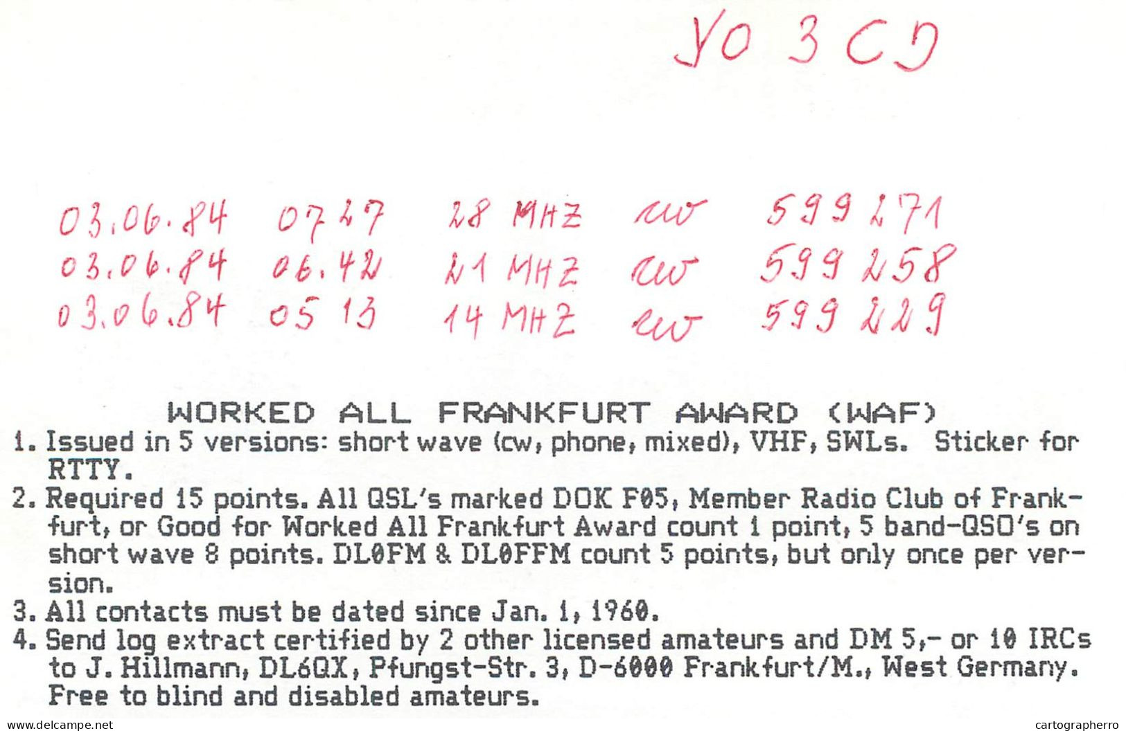 Germany Federal Republic Radio Amateur QSL Card Y03CD DL0FM - Radio Amatoriale