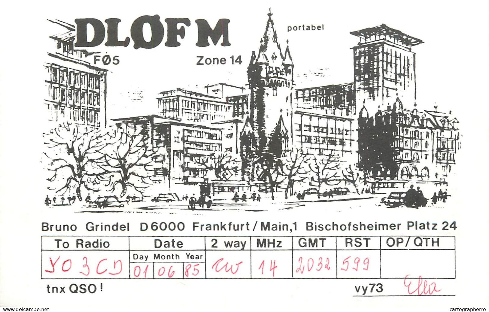 Germany Federal Republic Radio Amateur QSL Card Y03CD DL0FM - Radio Amatoriale