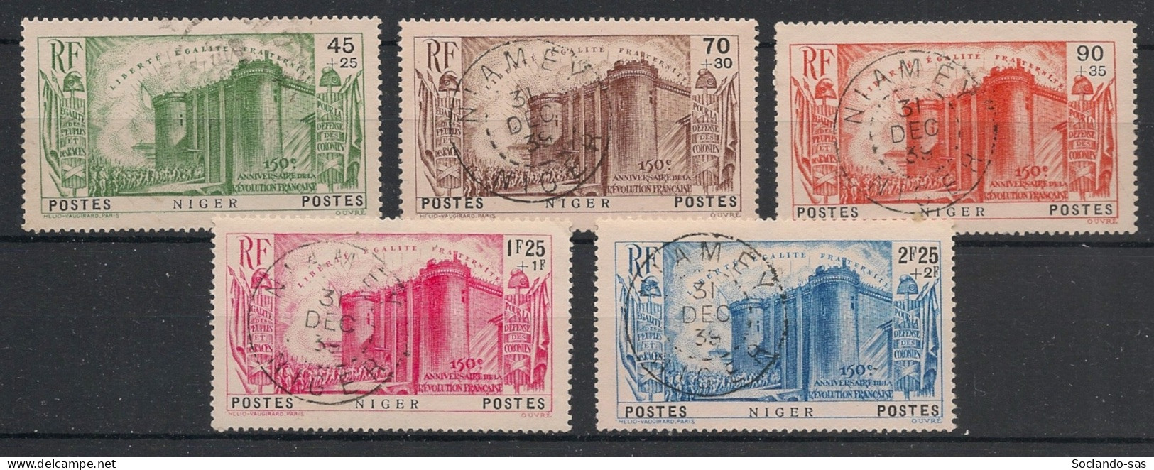 NIGER - 1939 - N°YT. 69 à 73 - Révolution Française - Oblitéré / Used - Usati