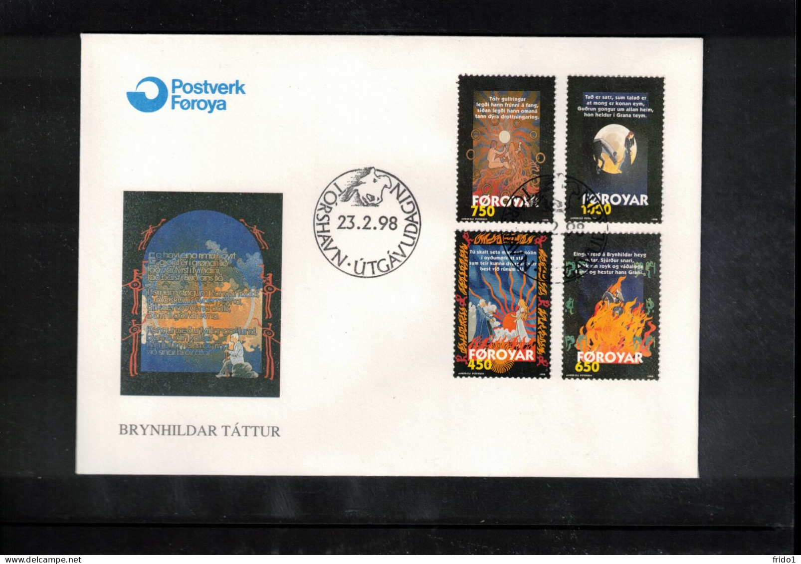 Faroe Islands 1998 Nordic World Of Legends FDC - Färöer Inseln