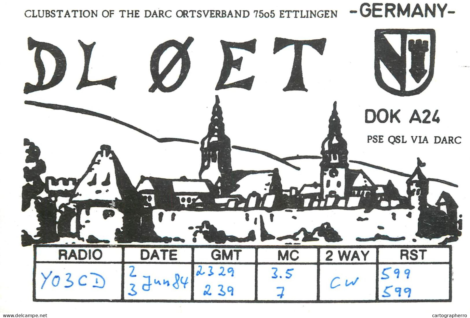Germany Federal Republic Radio Amateur QSL Card Y03CD DL0ET - Radio Amatoriale