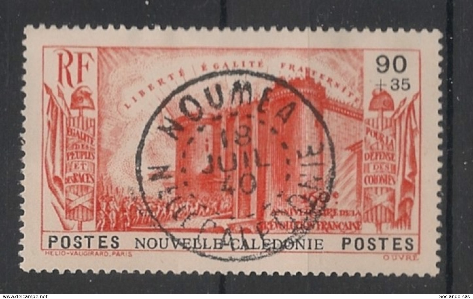 NOUVELLE-CALEDONIE - 1939 - N°YT. 177 - Révolution Française 90c + 35c Vermillon - Oblitéré / Used - Oblitérés