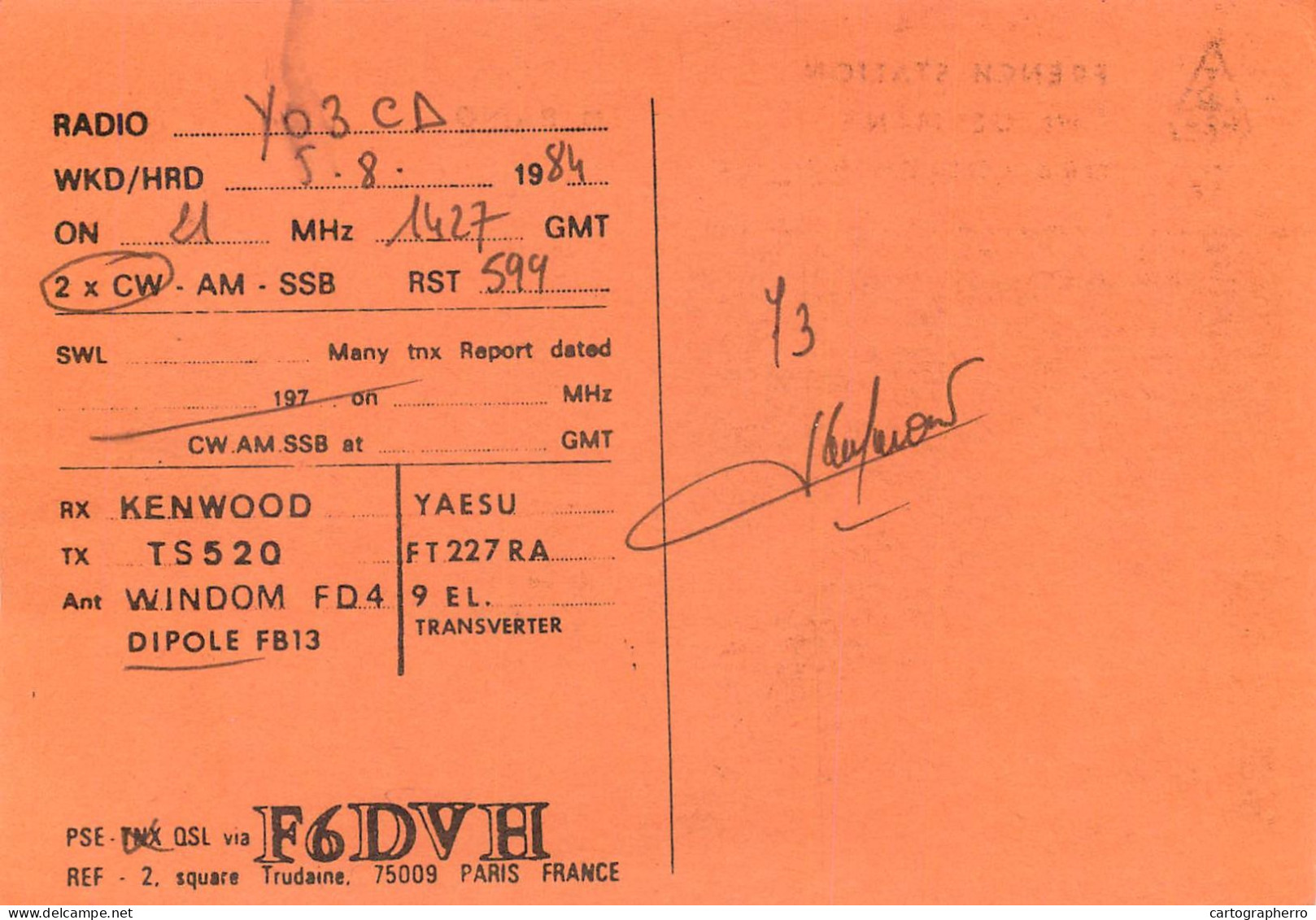 Germany Federal Republic Radio Amateur QSL Card Y03CD DA1EW - Radio Amatoriale