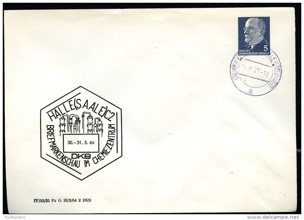 DDR PU14 D2/004 Privat-Umschlag Stpl. CHEMIEARBEITERSTADT Halle (Neustadt) 1967 - Enveloppes Privées - Oblitérées