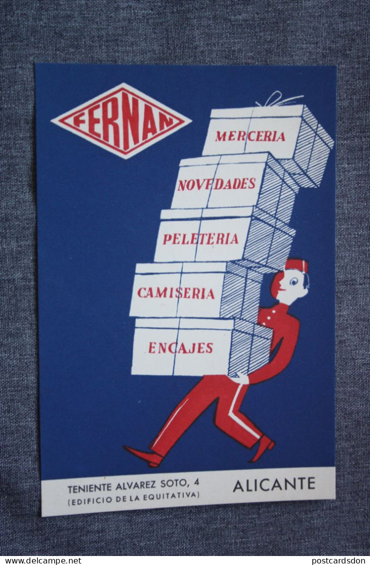 SPAIN. ALICANTE. Merceria FERNAN Old Advert Postcard - Advertising