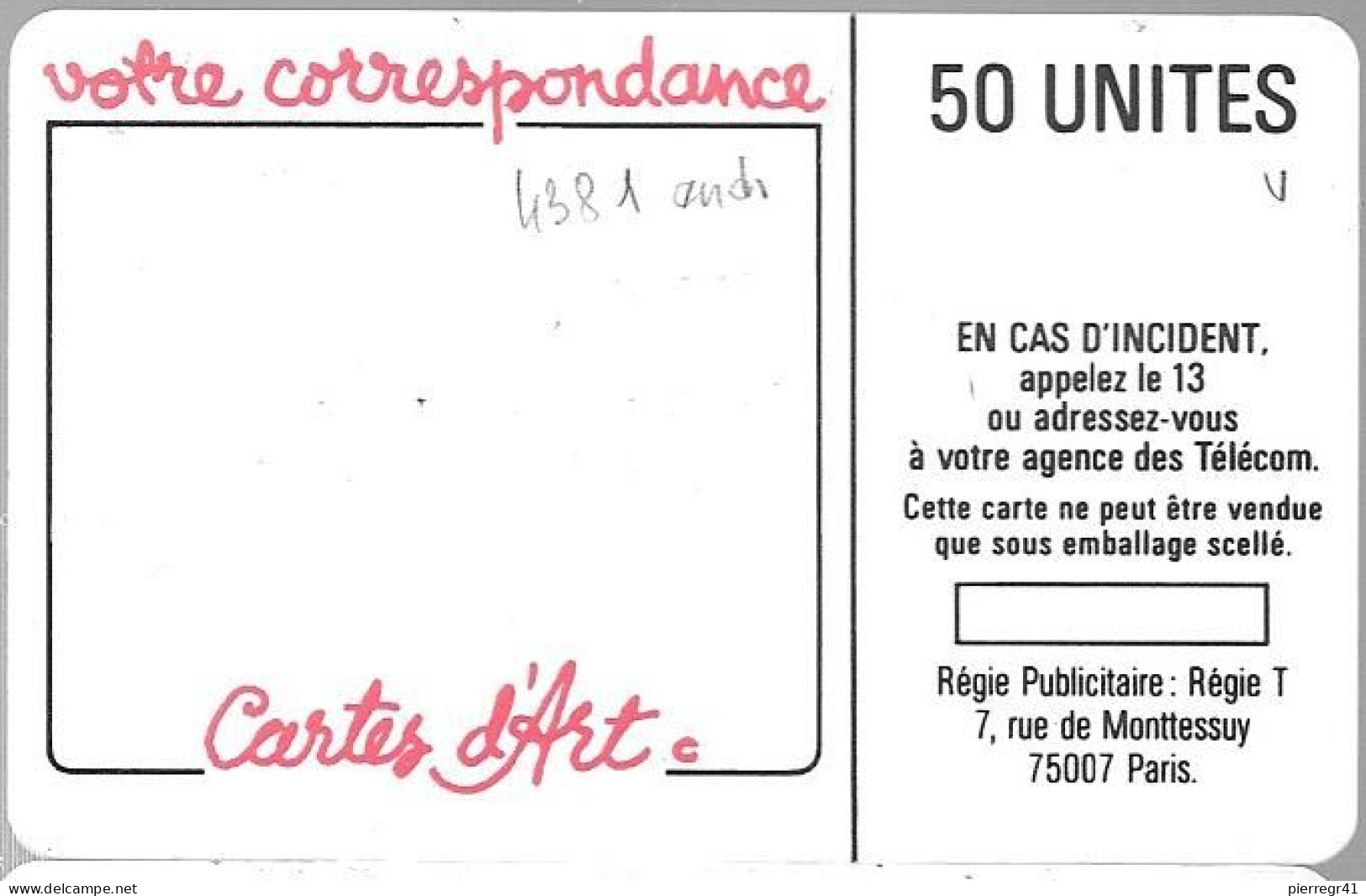 CARTE²°-PUBLIC-1987-50U-F 08-SO2.410-Net P-ALLO-4Pe-4381 Endroits-Utilisé-Petit Impact Dans Le L Jaune TBE - 1987