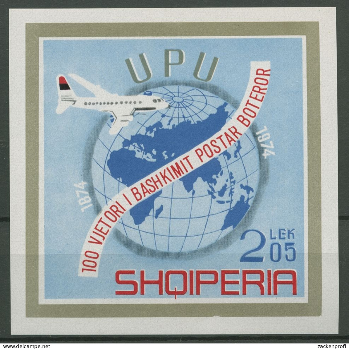 Albanien 1974 100 Jahre Weltpostverein UPU Block 52 Postfrisch (C91762) - Albania