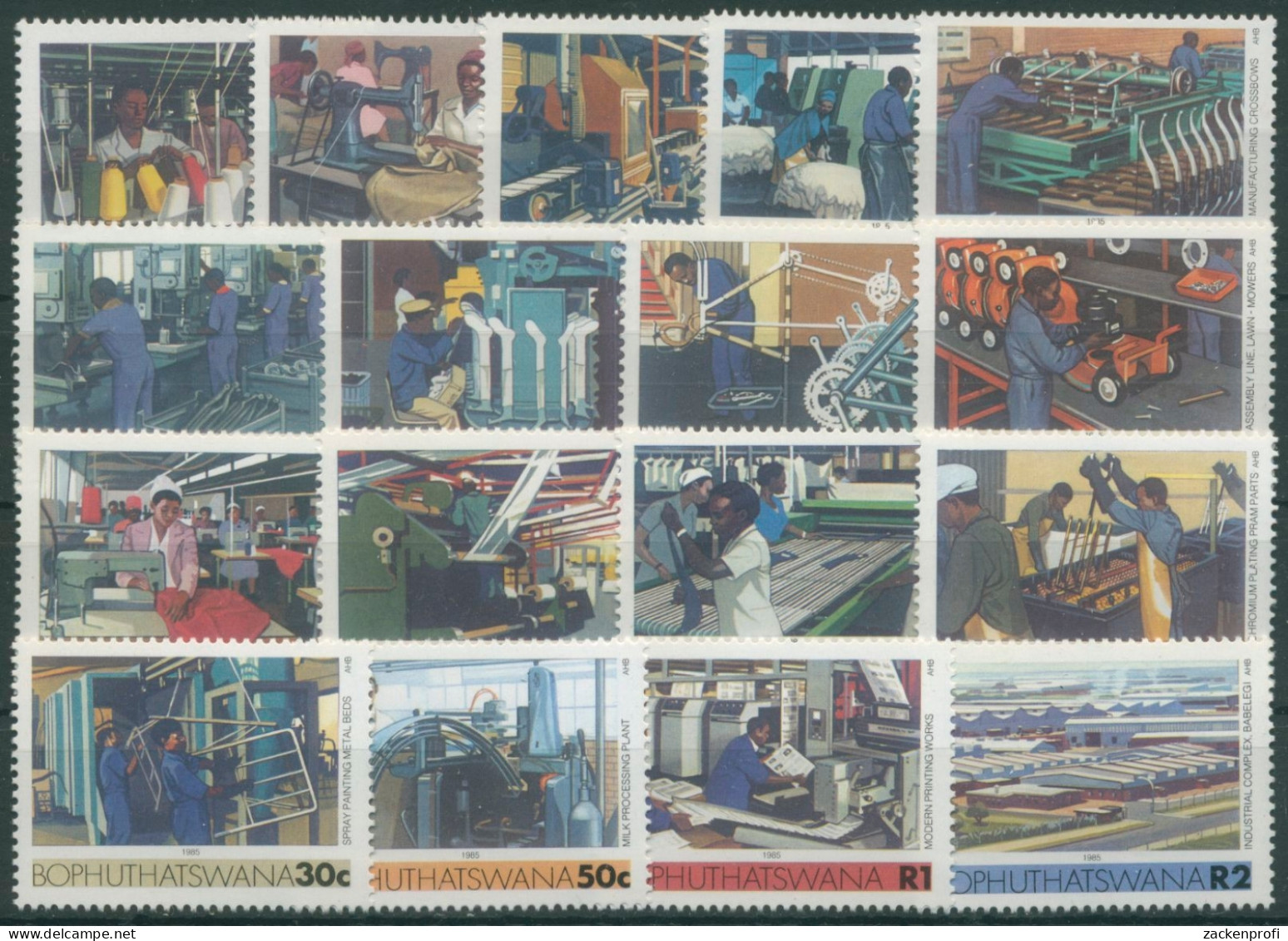 Bophuthatswana 1985 Industrie Spinnerei Molkerei Textil 148/64 Postfrisch - Bophuthatswana