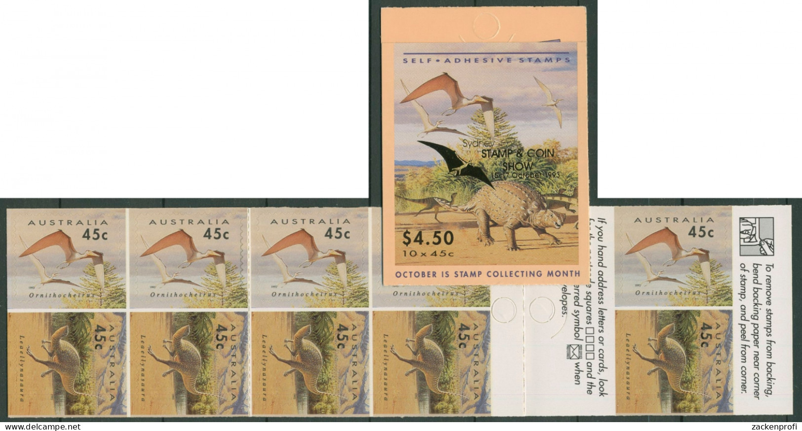 Australien 1993 Dinosaurier MH 78 SYDNEY STAMP & COIN SHOW Postfrisch (C29508) - Postzegelboekjes