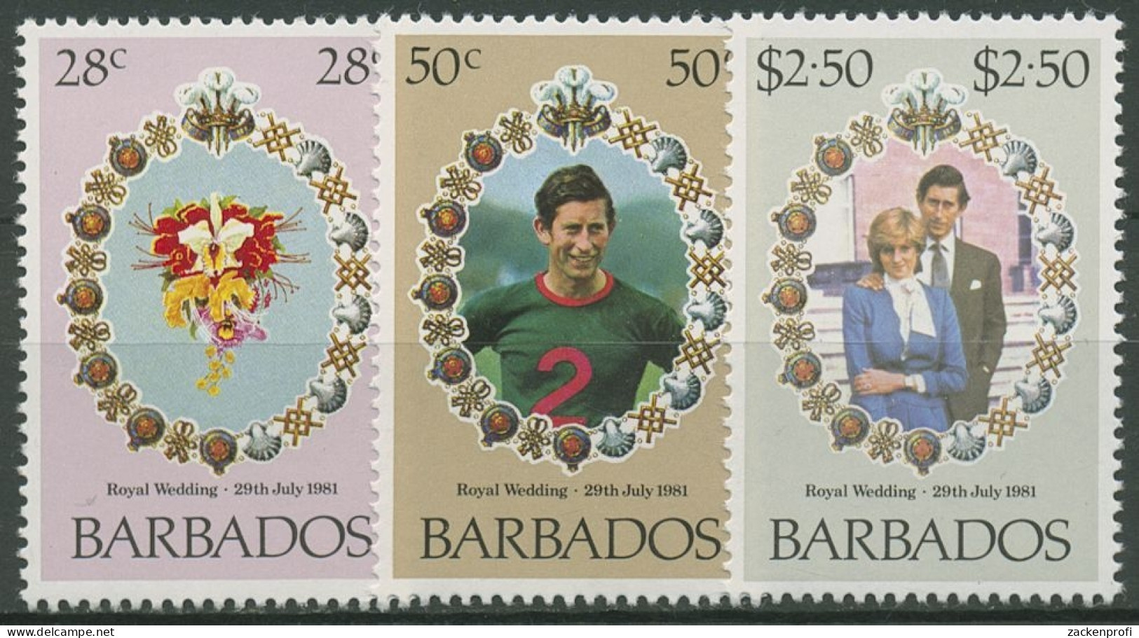 Barbados 1981 Hochzeit Prinz Charles Lady Diana 527/29 Postfrisch - Barbades (1966-...)