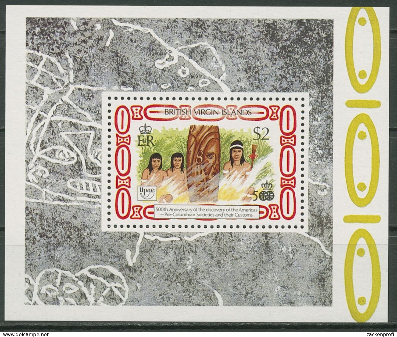 Britische Jungferninseln 1989 Kolumbus Ureinwohner Block 55 Postfrisch (C95747) - Iles Vièrges Britanniques