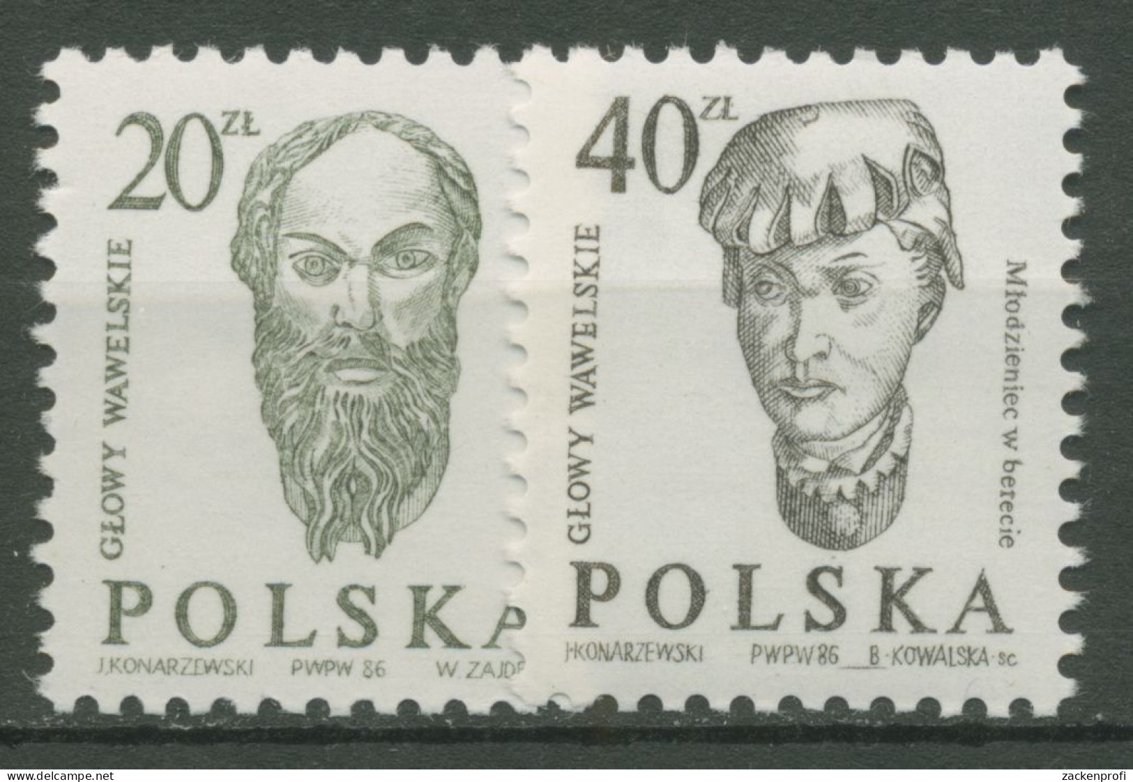 Polen 1986 Wawel-Burg Holzschnitzereien Köpfe 3036/37 Postfrisch - Unused Stamps