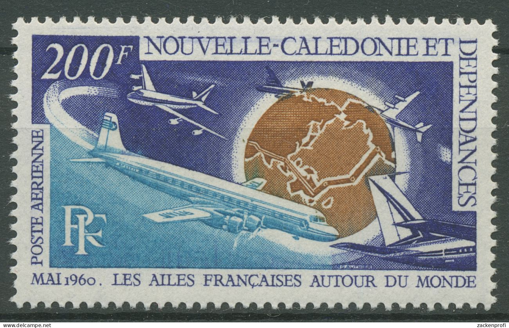 Neukaledonien 1970 10 Jahre Franz. Flugdienst Rund Um Die Welt 484 Postfrisch - Unused Stamps