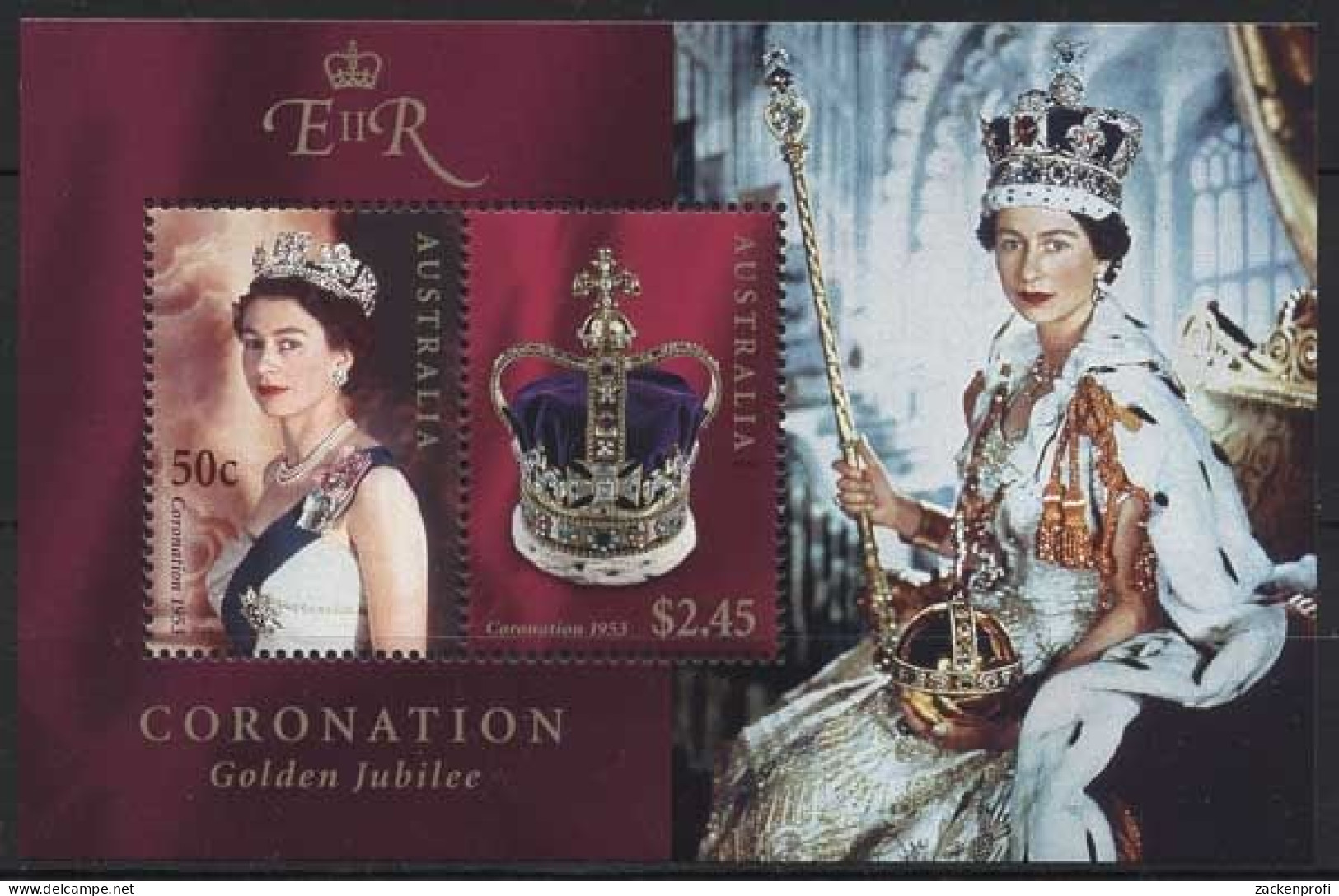Australien 2003 50 J. Krönung Königin Elisabeth II. Block 48 Postfrisch (C24145) - Blokken & Velletjes