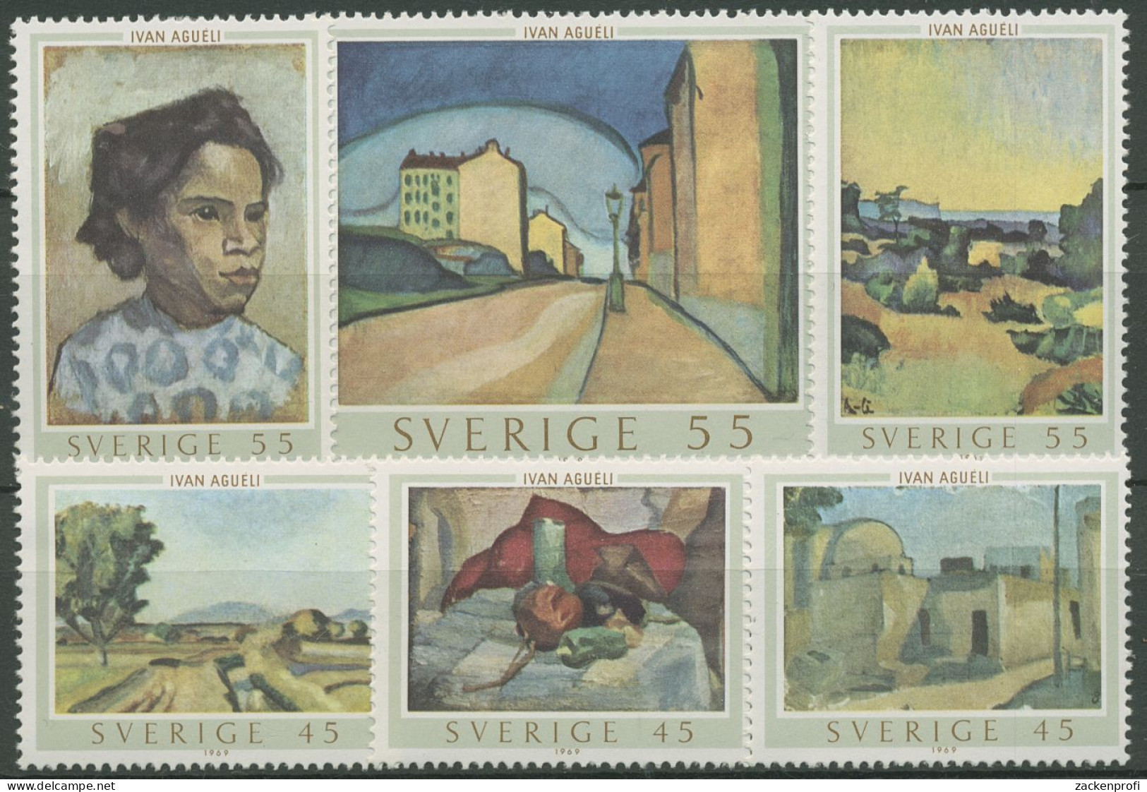 Schweden 1969 Kunst Gemälde Ivan Aguéli 638/43 Blockeinzelmarken Postfrisch - Neufs