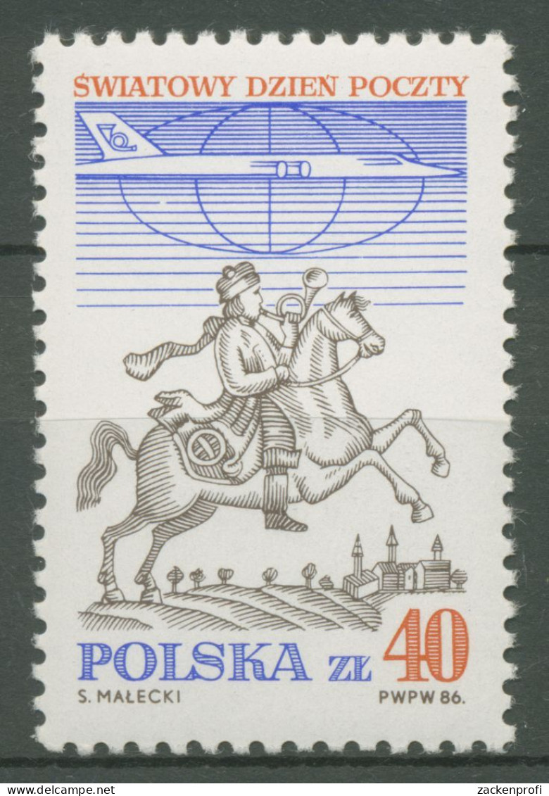 Polen 1986 Weltposttag Postreiter 3051 Postfrisch - Nuevos