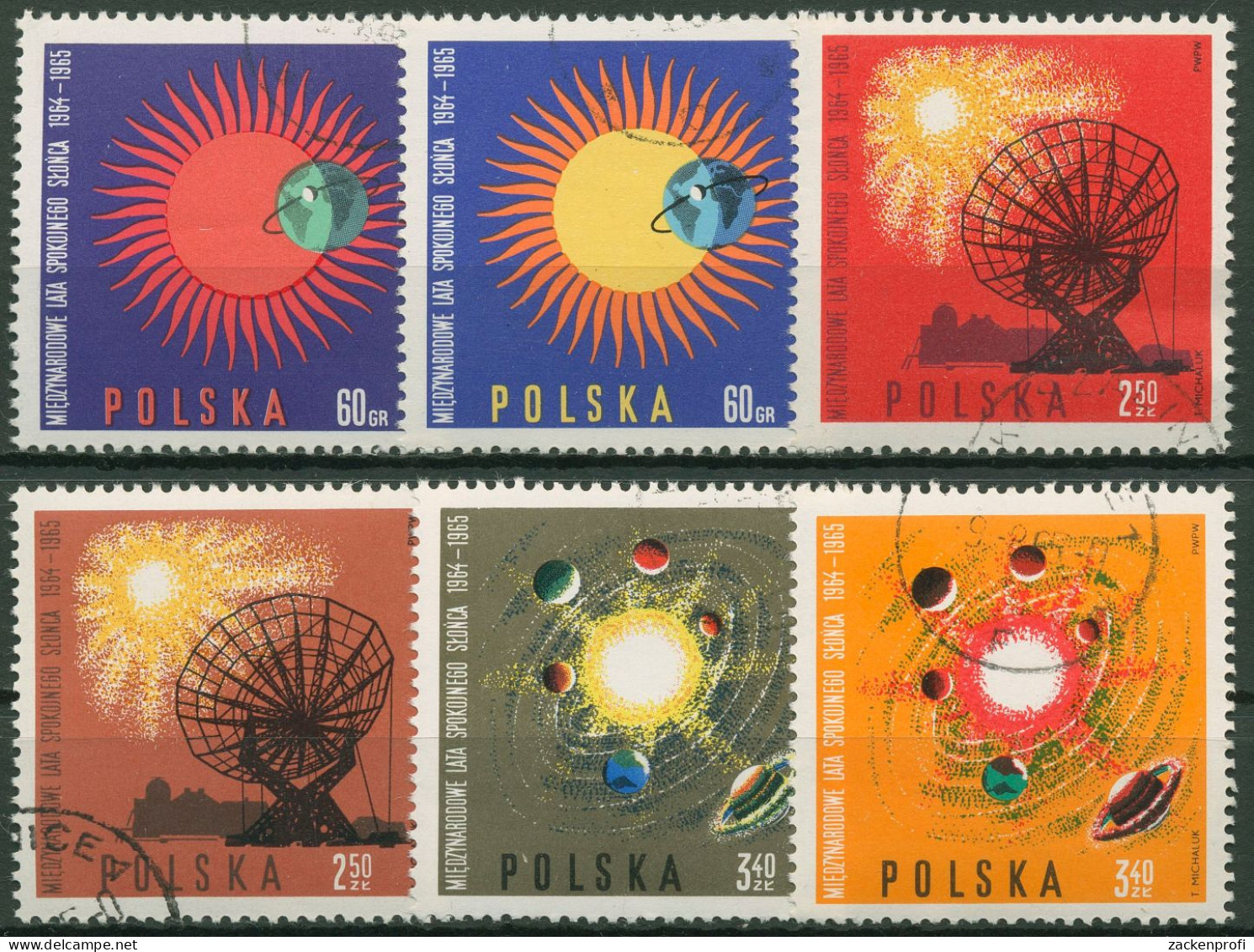 Polen 1965 Jahre Der Ruhigen Sonne Sonnensystem 1606/11 Gestempelt - Used Stamps