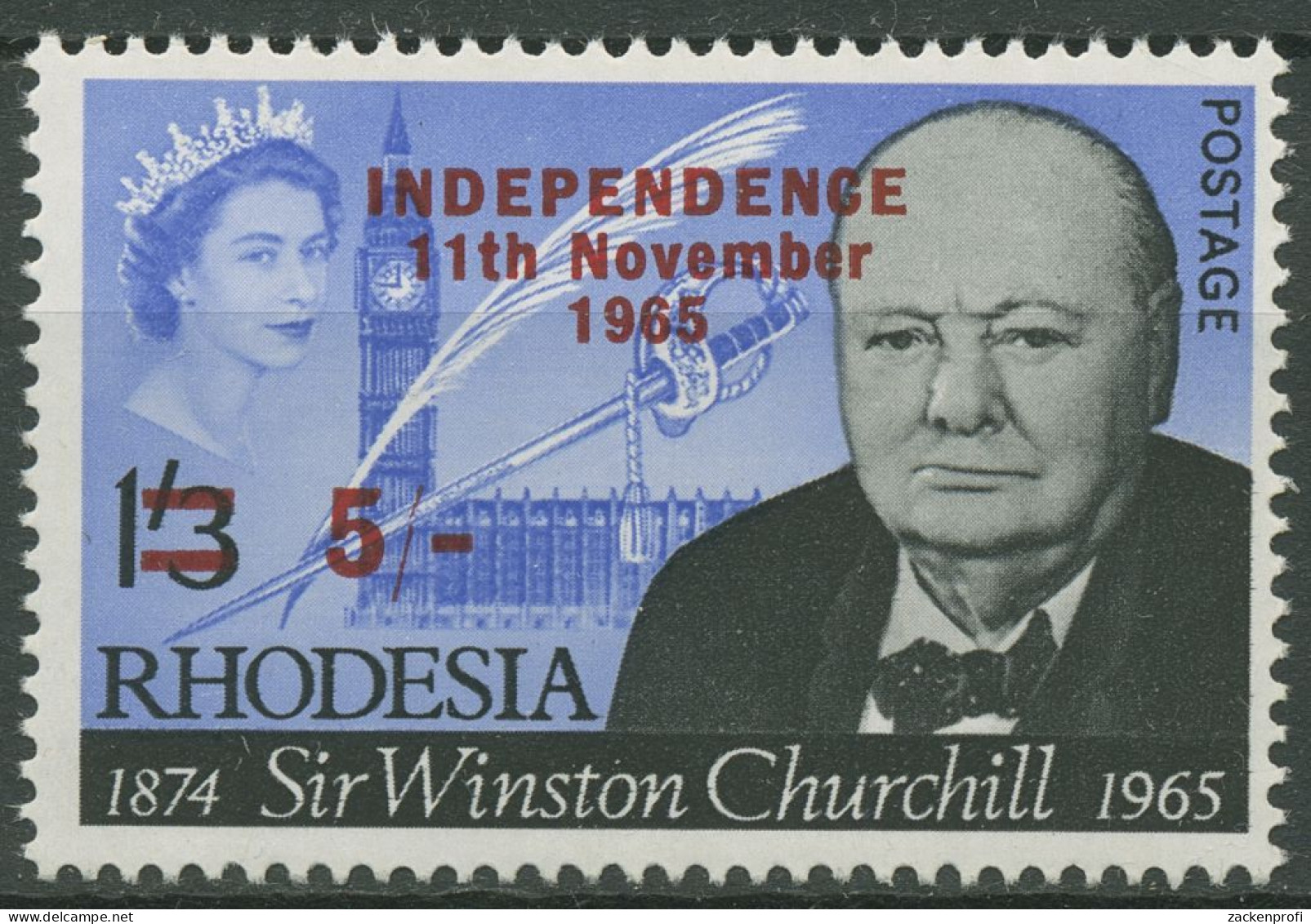 Rhodesien 1966 Winston Churchill Mit Aufdruck Independence 23 Postfrisch - Rhodesia (1964-1980)