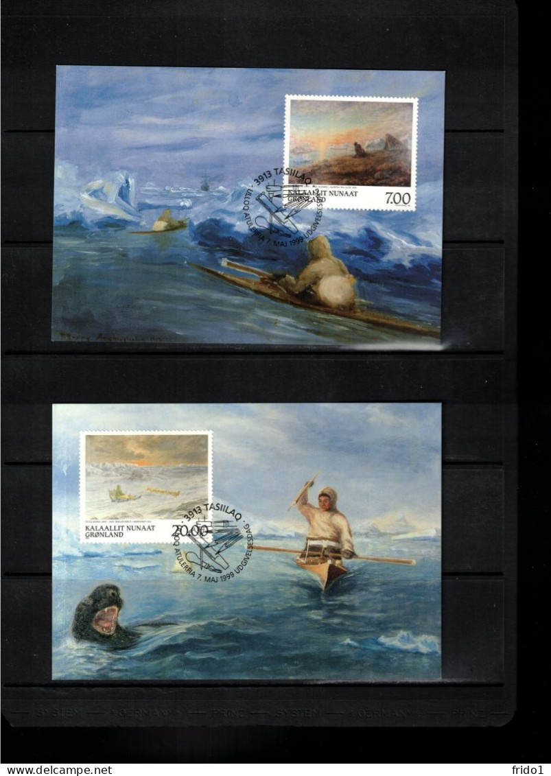 Groenland / Greenland 1999 Paintings Maximum Cards - FDC