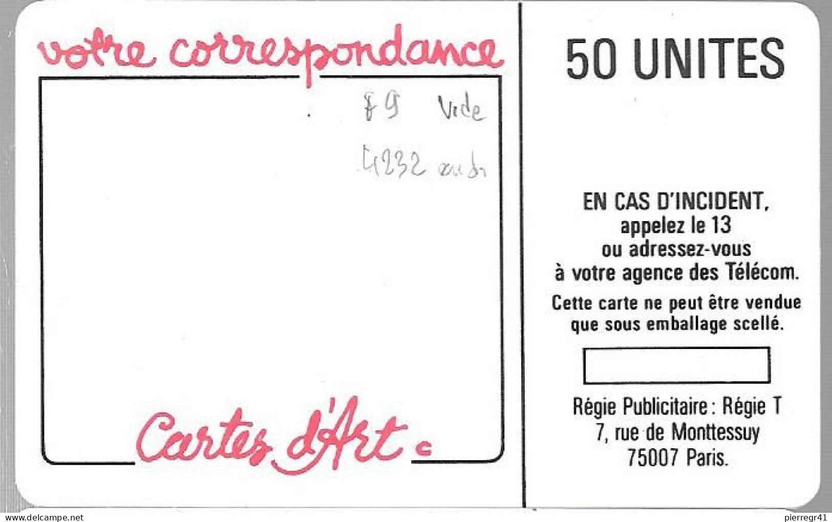 CARTE²°-PUBLIC-1987-50U-F 09-SO2.410-TELEPHONE MOI-4Pe-4232 Endroits-Utilisé-TBE - 1987