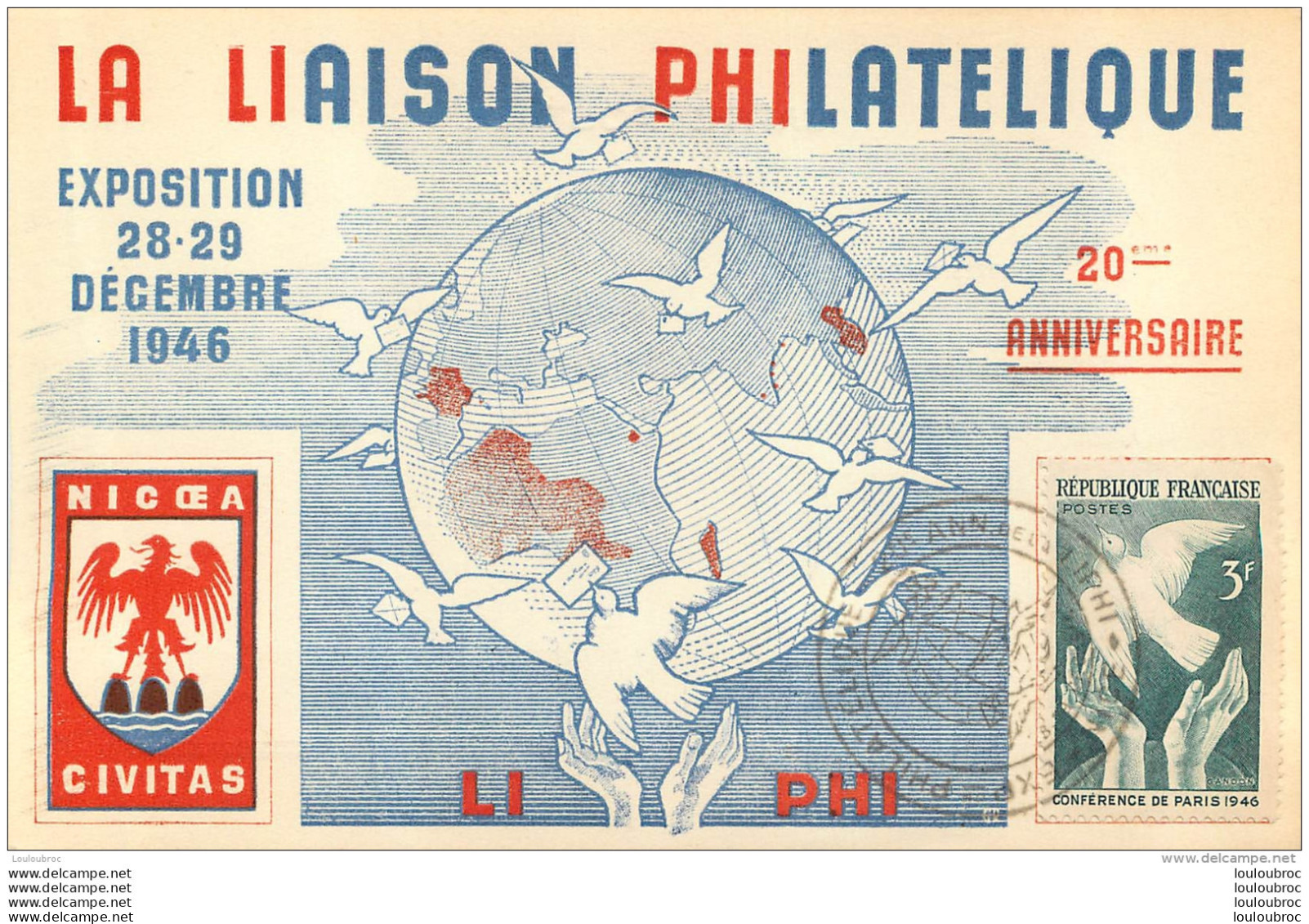 LA LIAISON PHILATELIQUE EXPOSITION 1946  20EM ANNIVERSAIRE - Autres & Non Classés