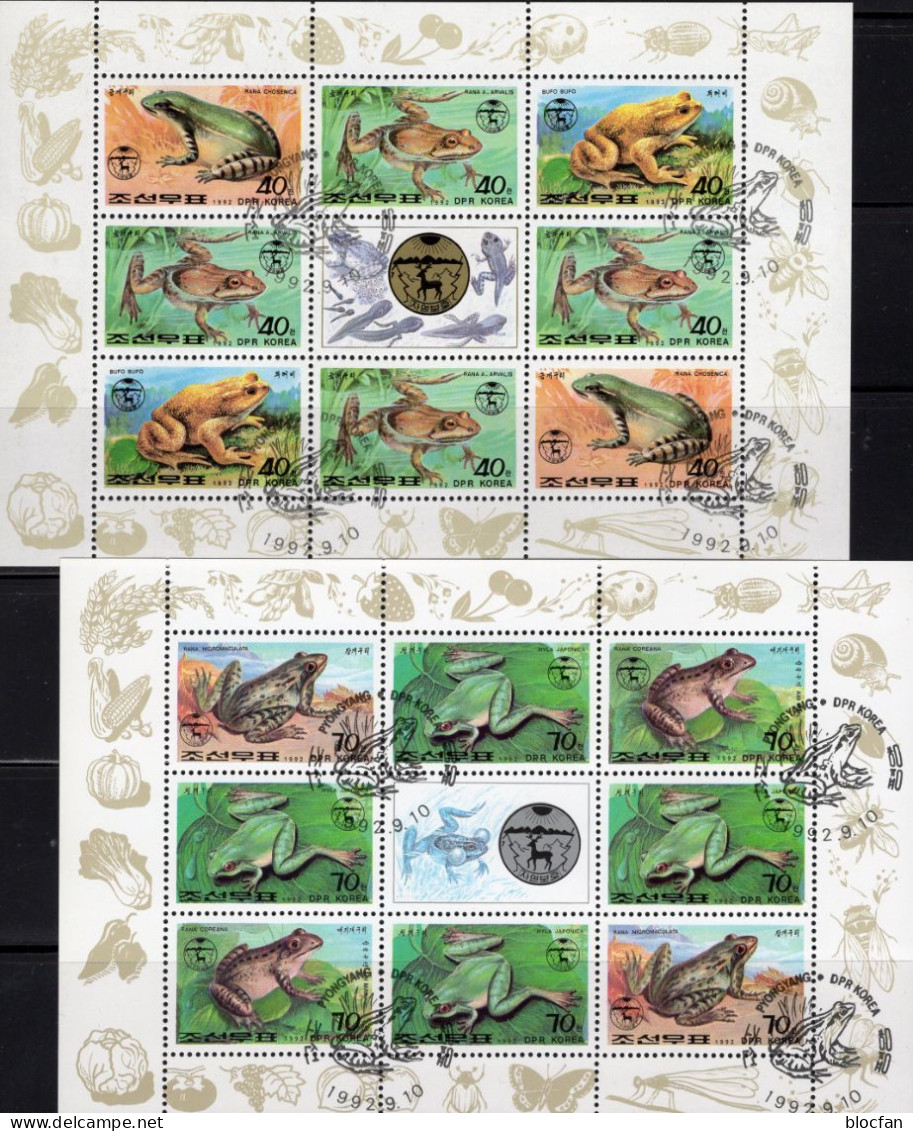 Frösche/Kröten 1992 Korea 3340/5 In 2x KB O 15€ Naturschutz Laubfrosch Erdkröte Sheets Hoja M/s Fauna Sheetlets Bf Corea - Frösche