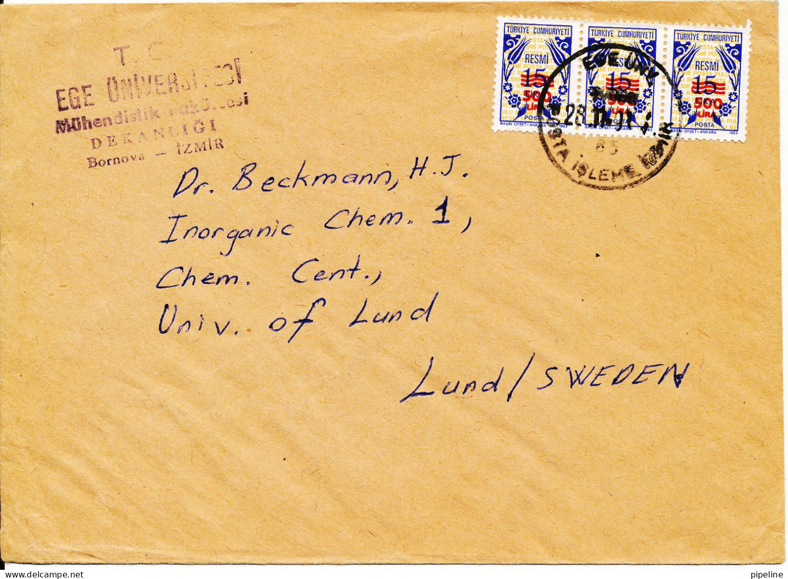 Turkey Cover Sent To Sweden 28-9-1991 - Covers & Documents