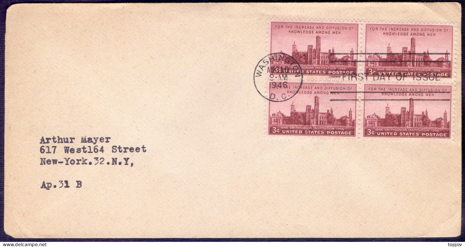 USA - SMITHSONIAN INSTITUTION - FDC - 1946 - 1941-1950