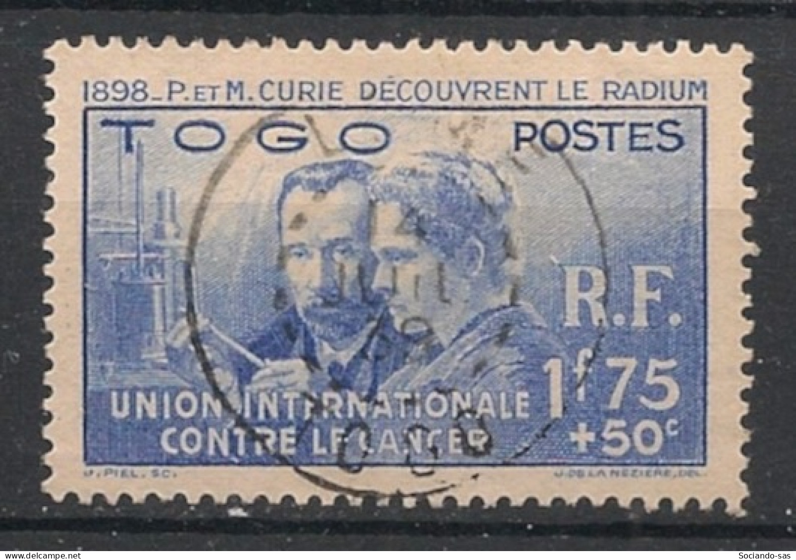 TOGO - 1938 - N°YT. 171 - Marie Curie - Oblitéré / Used - Usados