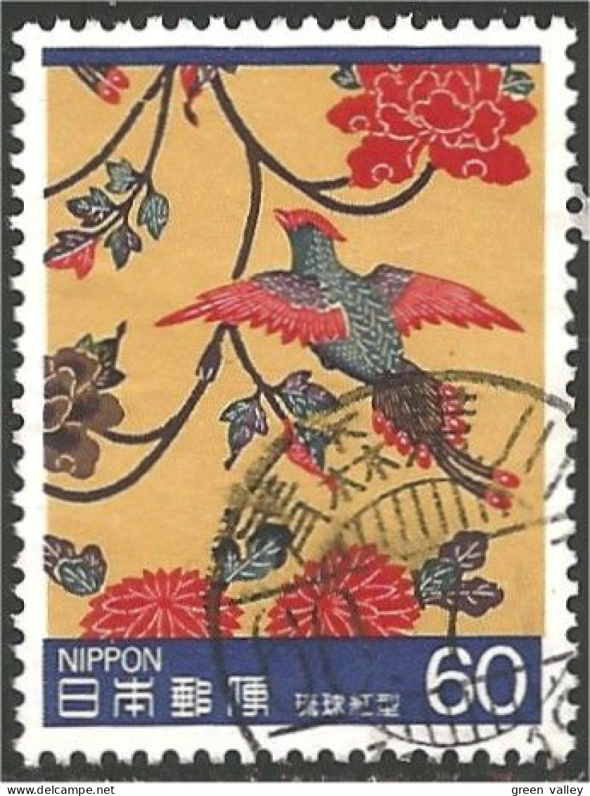 JAP-786 Japon Tissu Ryukyubingata Cloth Textile Oiseau Bird Vogel Uccello - Textil