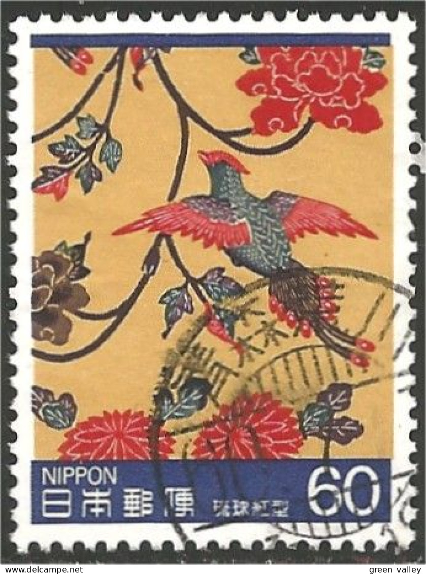 JAP-786 Japon Tissu Ryukyubingata Cloth Textile Oiseau Bird Vogel Uccello - Textiles