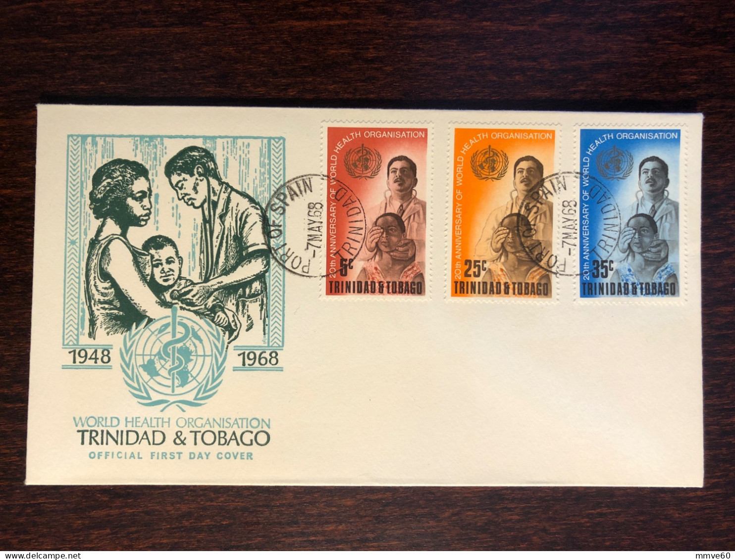 TRINIDAD & TOBAGO FDC COVER 1968 YEAR WHO HEALTH MEDICINE STAMPS - Trinidad & Tobago (1962-...)