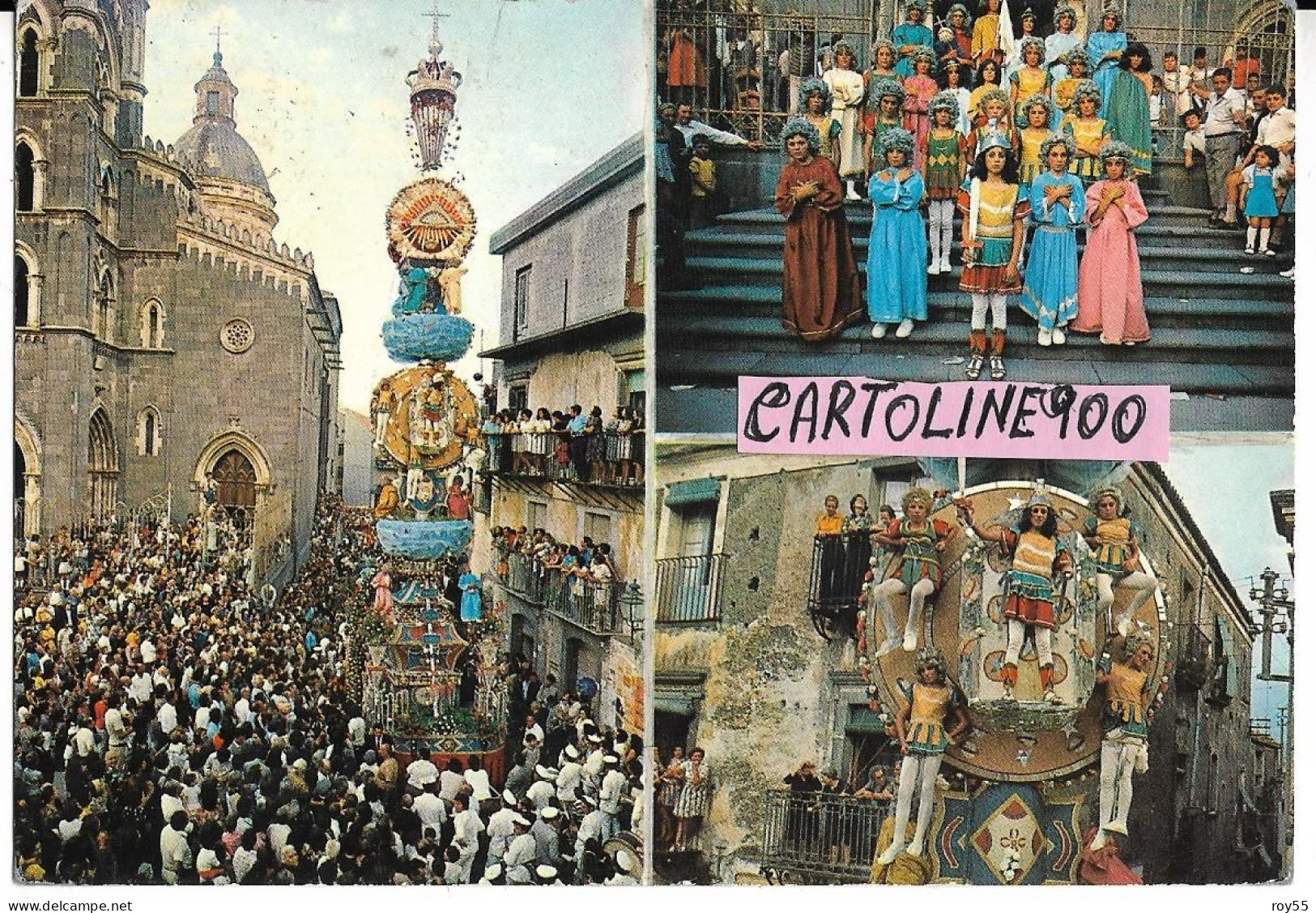 Sicilia-catania-randazzo La Vara Festa Di Ferragosto Randazzese La Vara Processione Vedute Fine Anni 60 - Autres & Non Classés