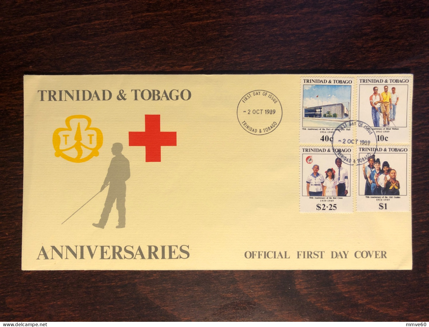 TRINIDAD & TOBAGO FDC COVER 1989  YEAR RED CROSS BLIND HEALTH MEDICINE STAMPS - Trinité & Tobago (1962-...)