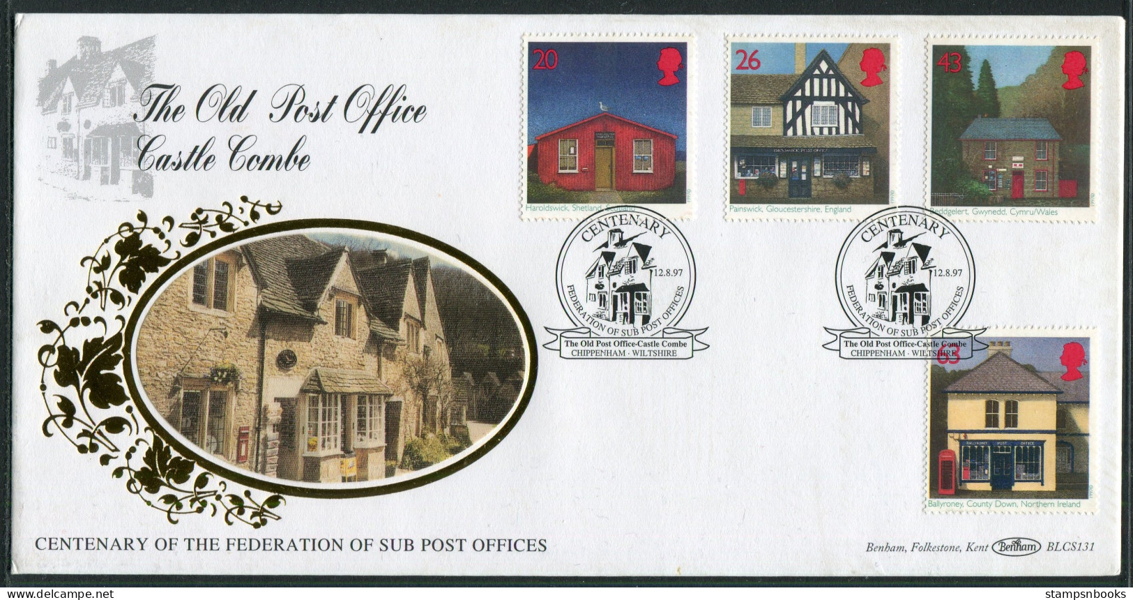 1997 GB Post Offices First Day Cover, Castle Combe, Wiltshire Benham BLCS 131 FDC - 1991-2000 Em. Décimales