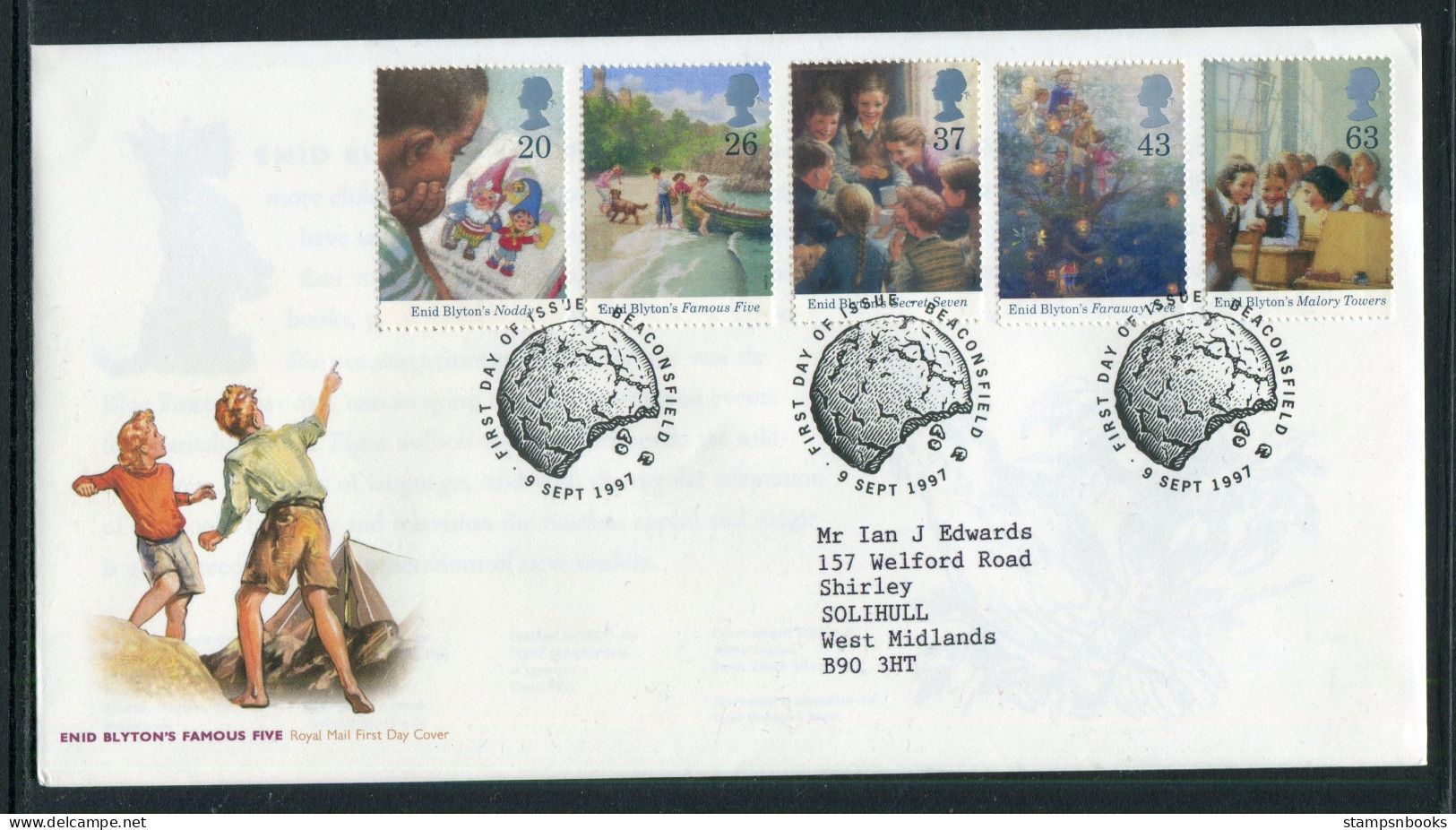 1997 GB Enid Blyton First Day Cover  - 1991-2000 Em. Décimales