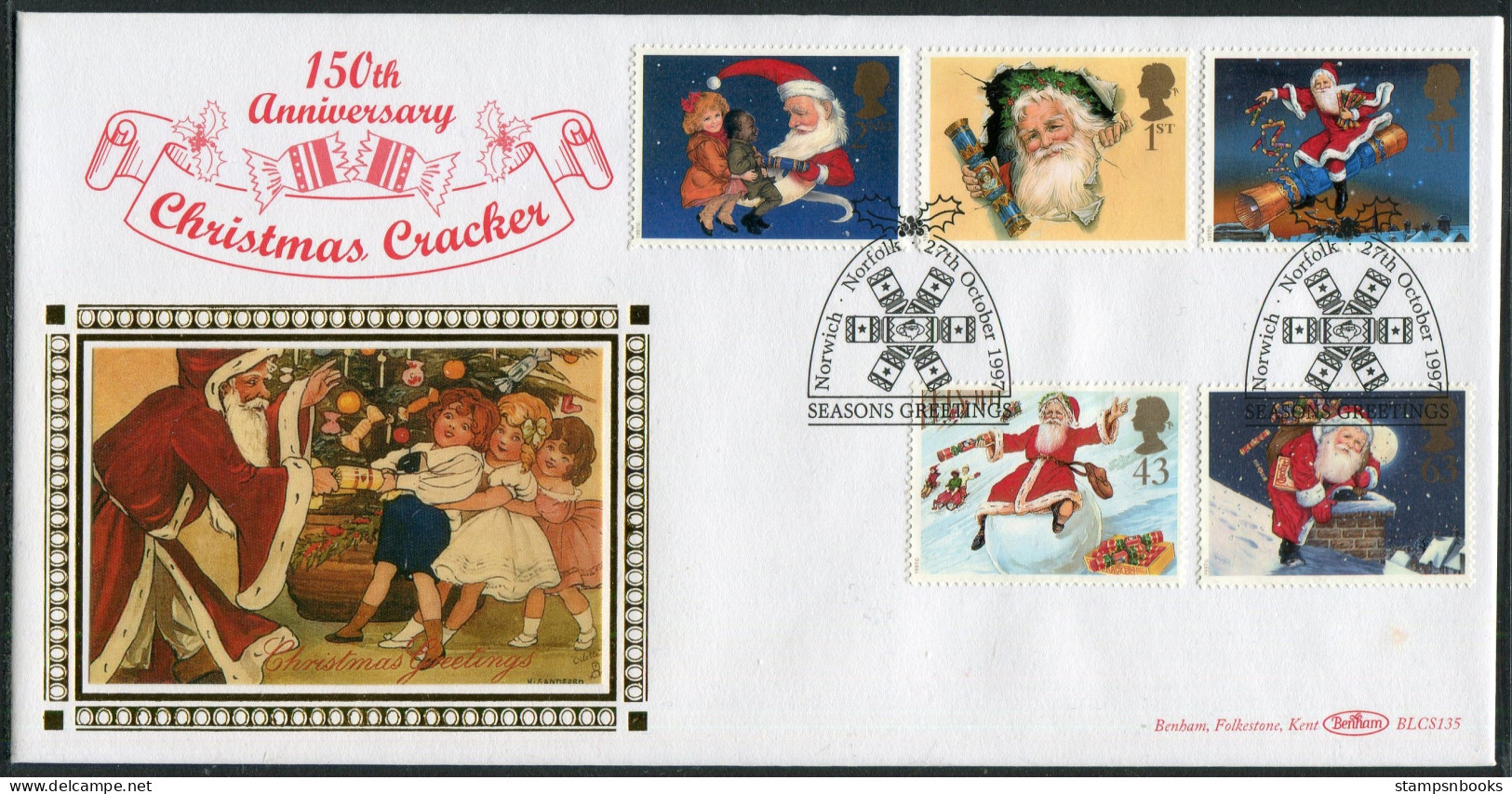 1997 GB Christmas First Day Cover, Santa Norwich Benham BLCS 135 FDC - 1991-2000 Dezimalausgaben