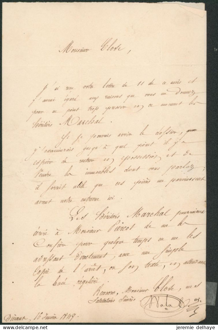 Précurseur - LAC Datée De Dinant (1849) Port Rectifié 2x > Sart-Custinne + Déboursé Couvin & T18 "Estinne" - 1830-1849 (Independent Belgium)