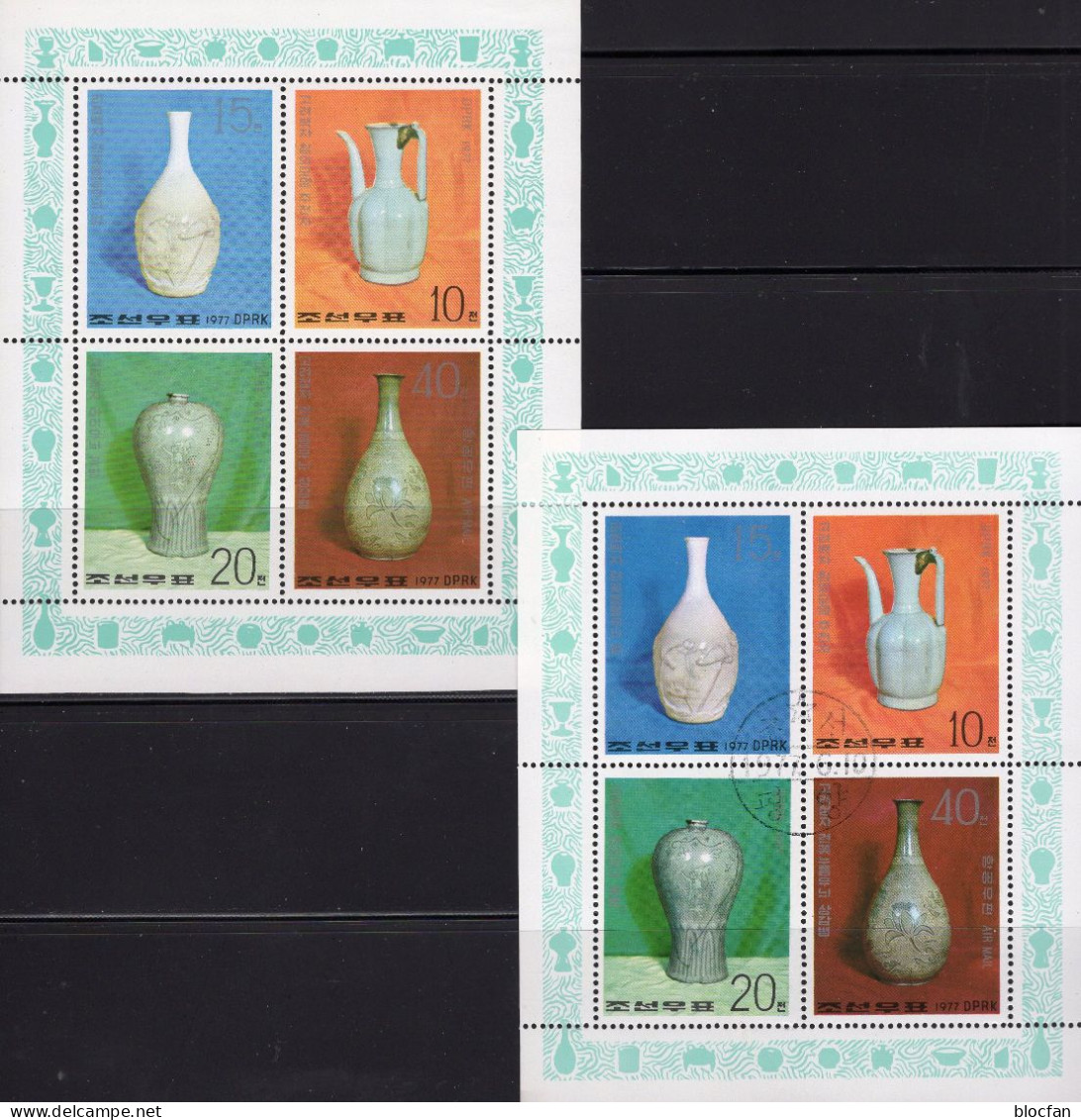 1977 Porzellan Korea 1621/4 2x Kleinbogen **/o 15€ Krug/Vasen China Der Koryo-/Li-Dynastie History Art Sheetlet Bf Corea - Korea, North