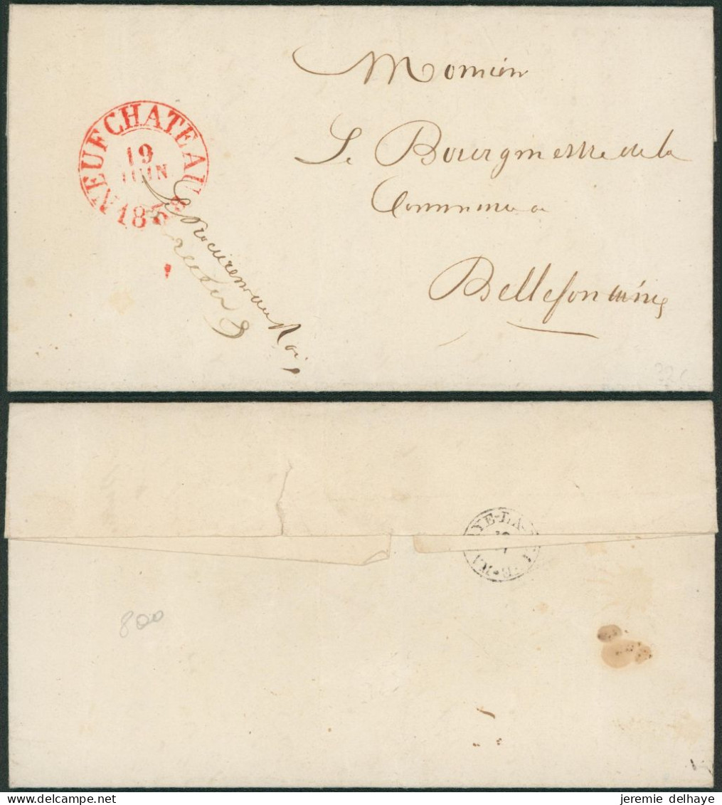 LAC Datée De Neufchateau + Cachet Dateur (1838) En Franchise > Bellefontaine çàd T18 "Habay-la-neuve" - 1830-1849 (Belgica Independiente)