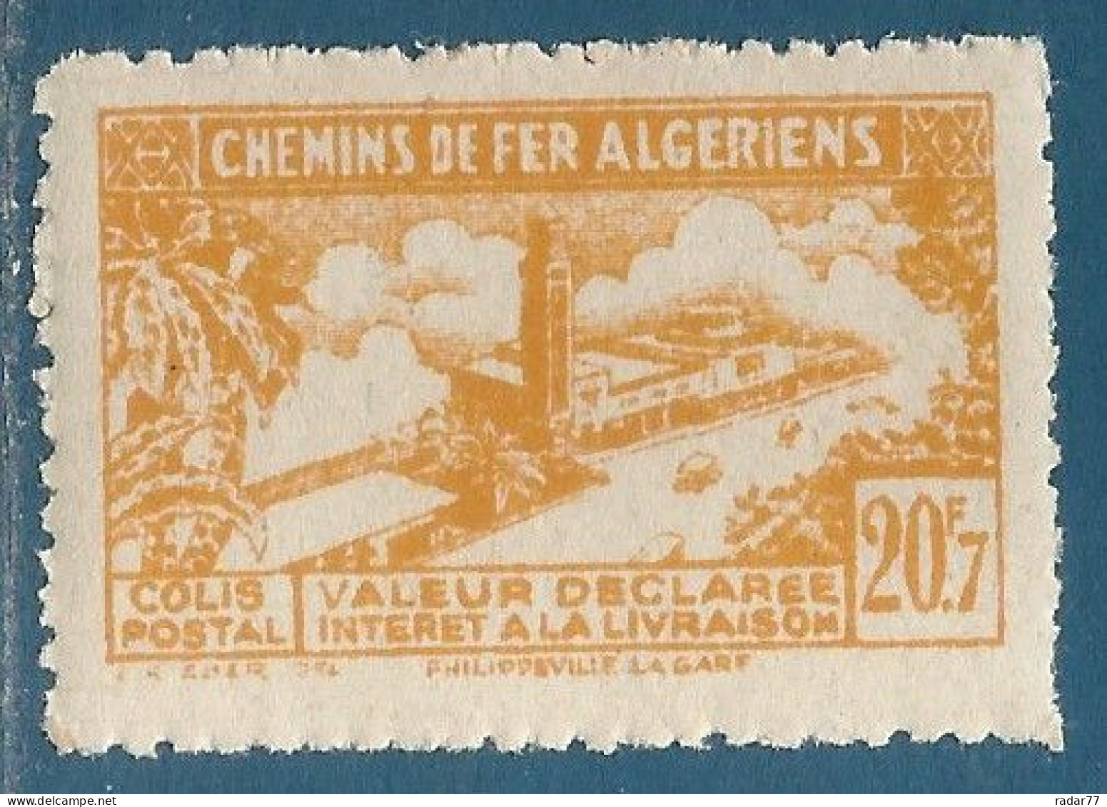 Algérie Colis Postaux N°118b Gare De Philippeville 20F7 Sans Surcharge Neuf** - Algérie (1962-...)