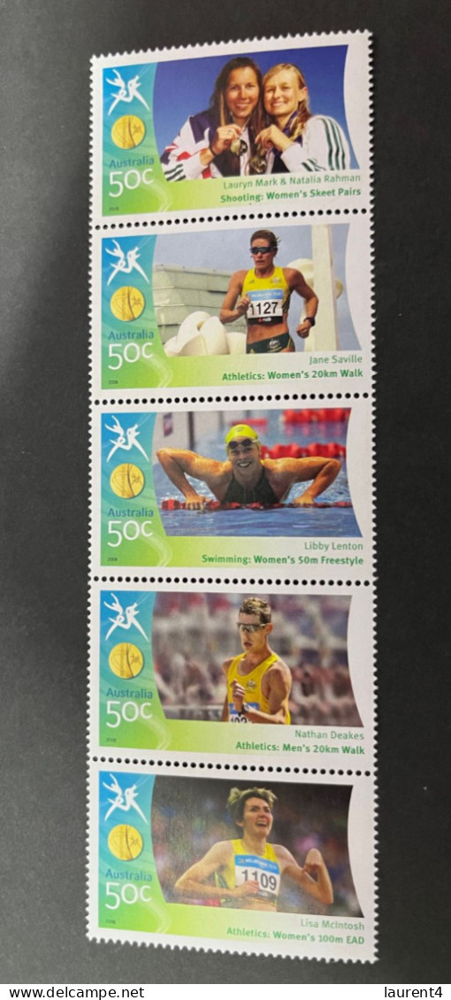 23-3-2024 (stamp) Australia - Mint Commonweath Games Gold Medallist (bloc Of 5) - Mint Stamps